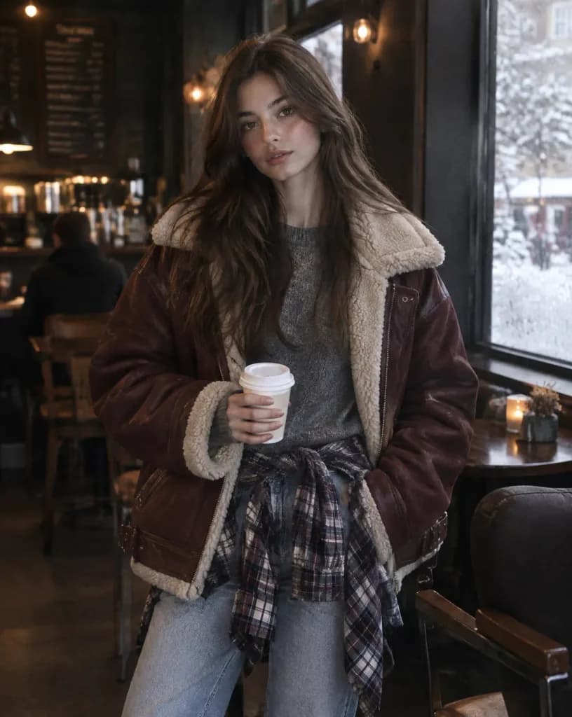 Cozy Winter Cafe Portrait