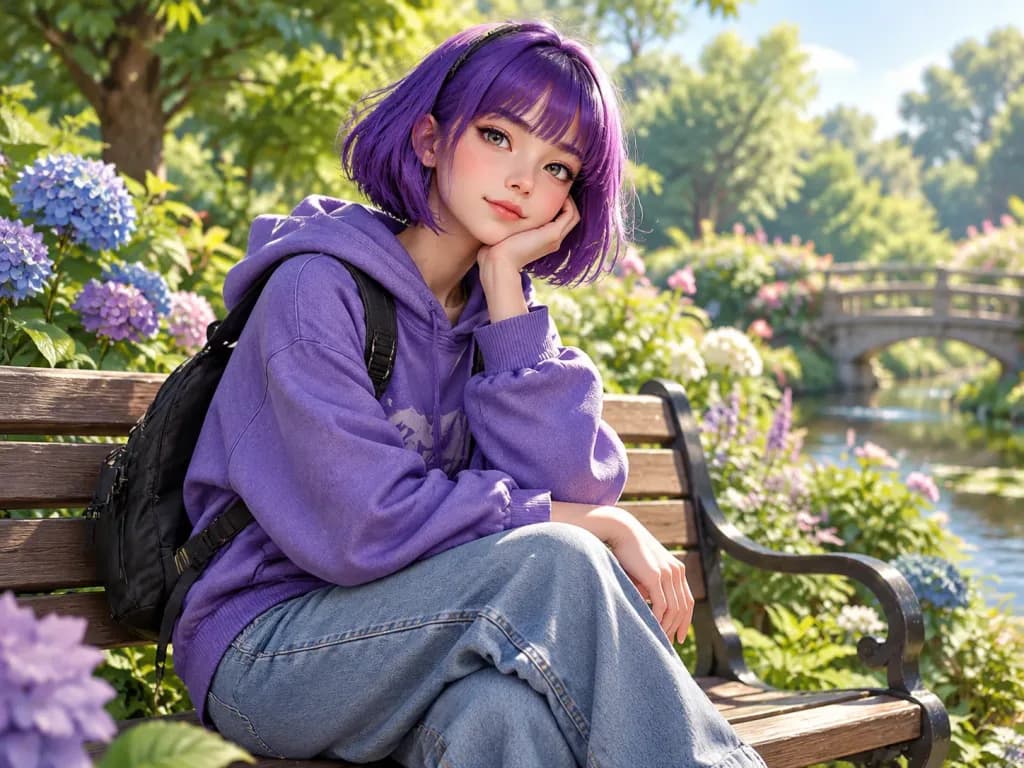 Purple Bob Character Profile in Garden