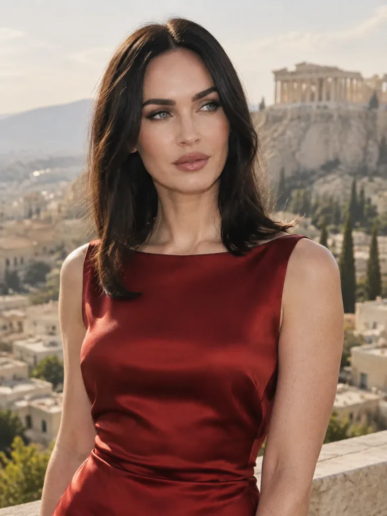 Red Satin Dress Editorial Portrait