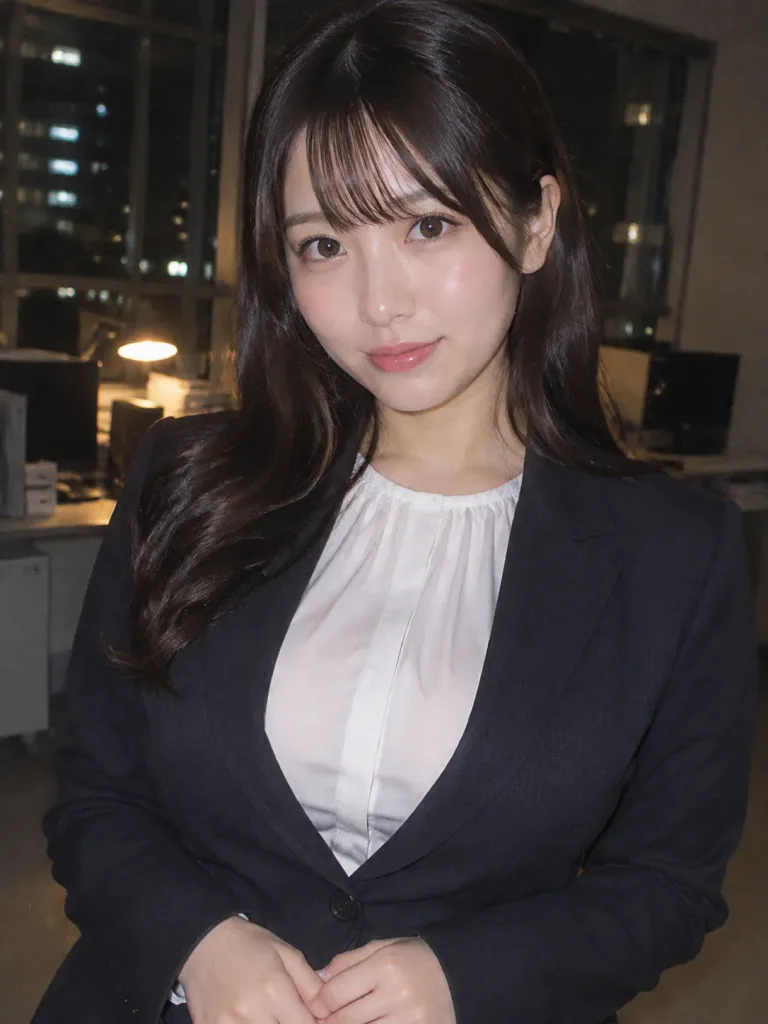Candid Japanese Office Lady Flash Portrait