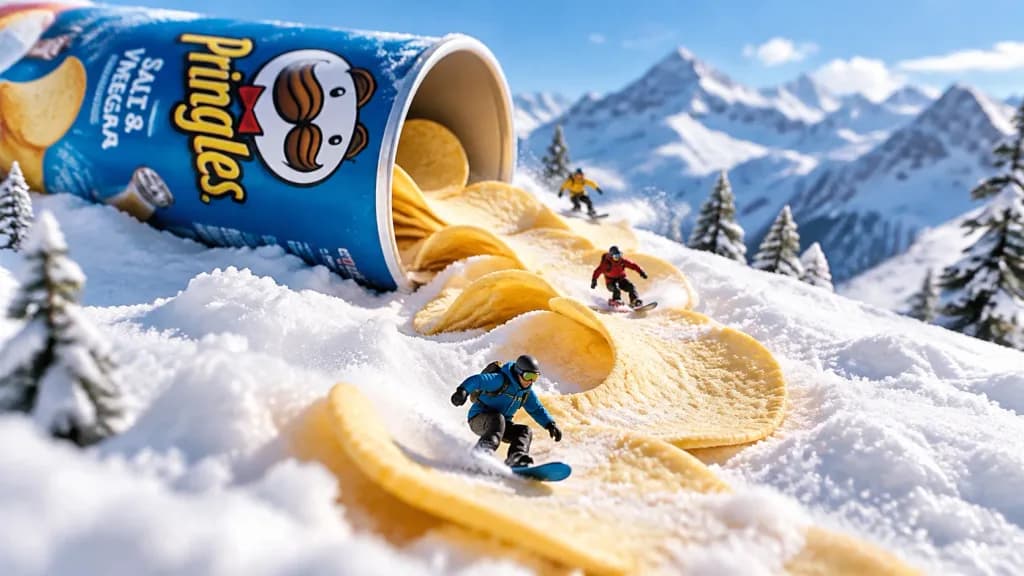 プリングルズ缶のミニチュア雪山コース