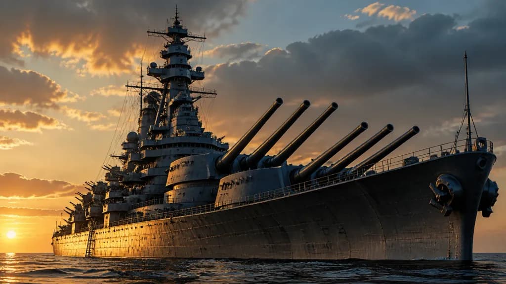 Colossal Battleship at Ocean Dawn