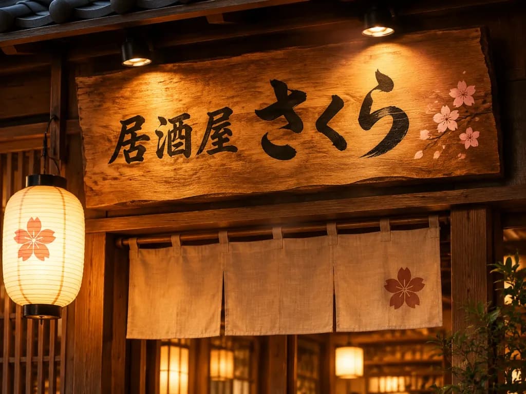 Japanisches Izakaya-Holzeingangsschild