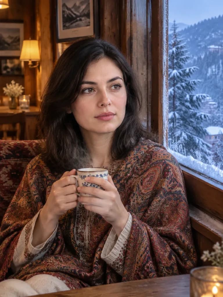 Winter Twilight in a Mountain Cafe
