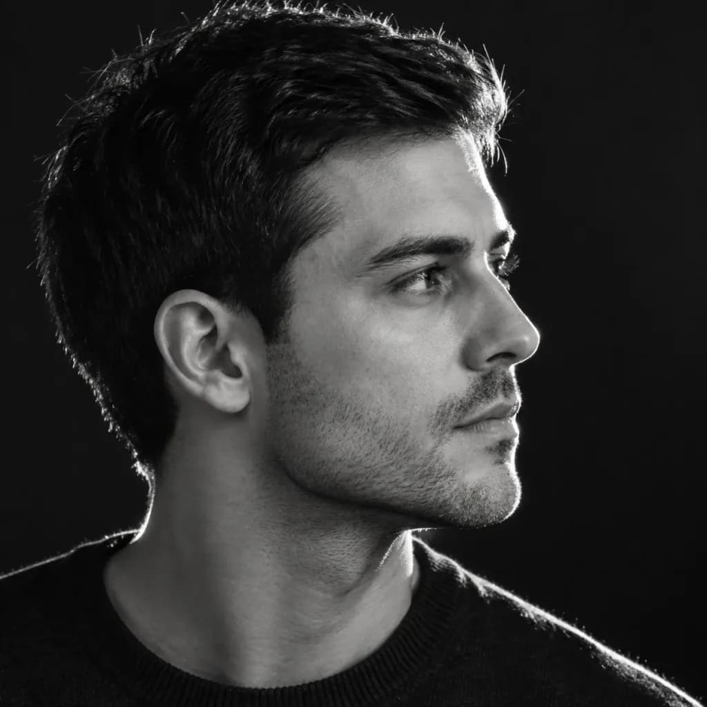 Black and White Studio Profile Portrait