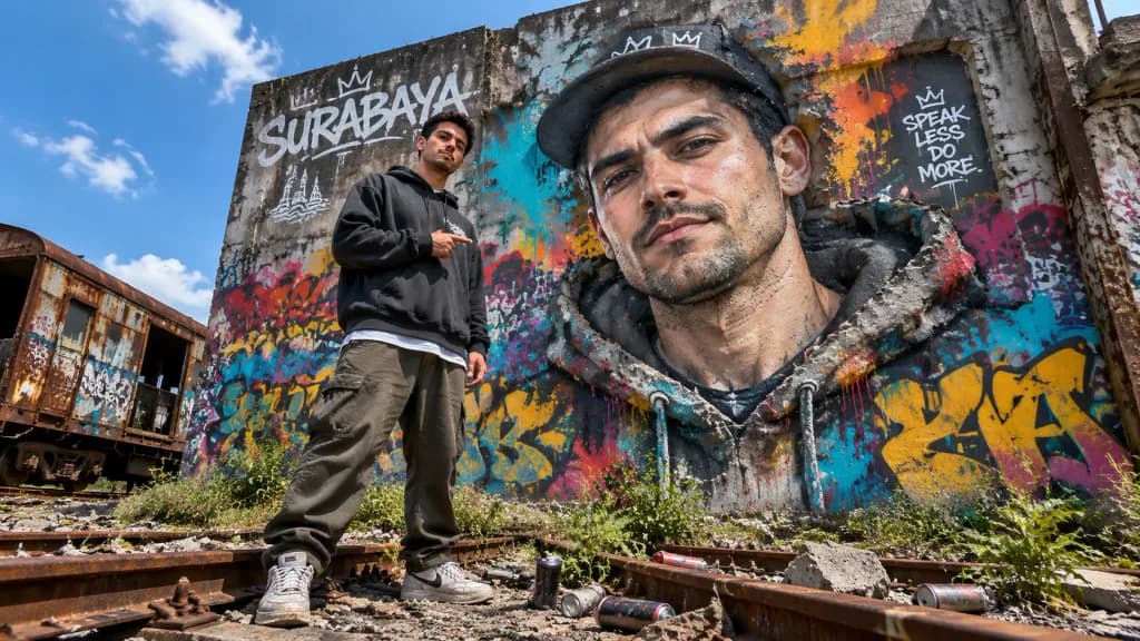 Urban Graffiti 2D to 3D Mural Transition