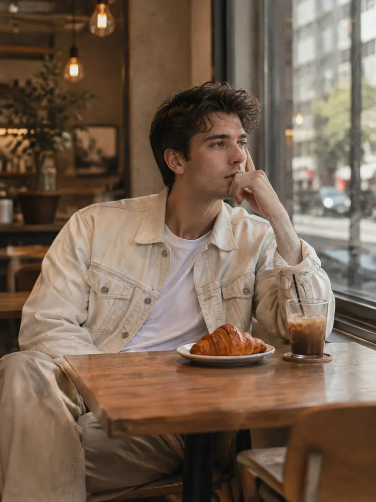 Portrait Spontané dans un Café Moderne
