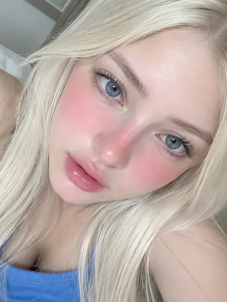 Close-Up Beauty Selfie with Heavy Blush