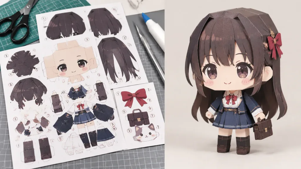 Molde e Boneco Chibi em Papercraft