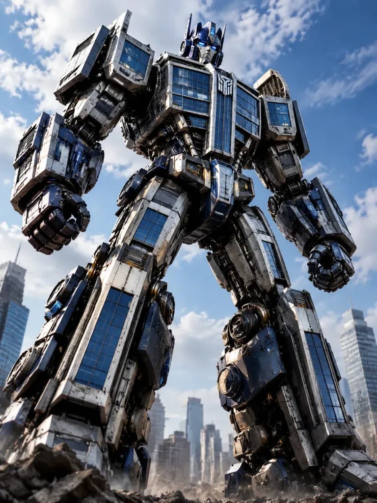 Budynek Przekształcony w Gigantycznego Robota
