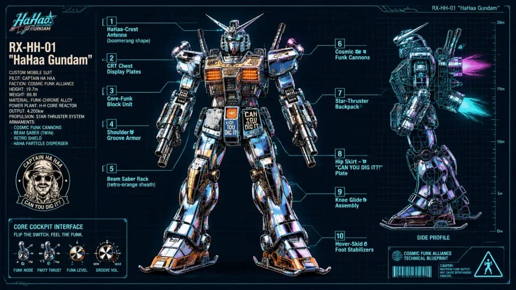 Retro Mecha Technical Blueprint Schematic