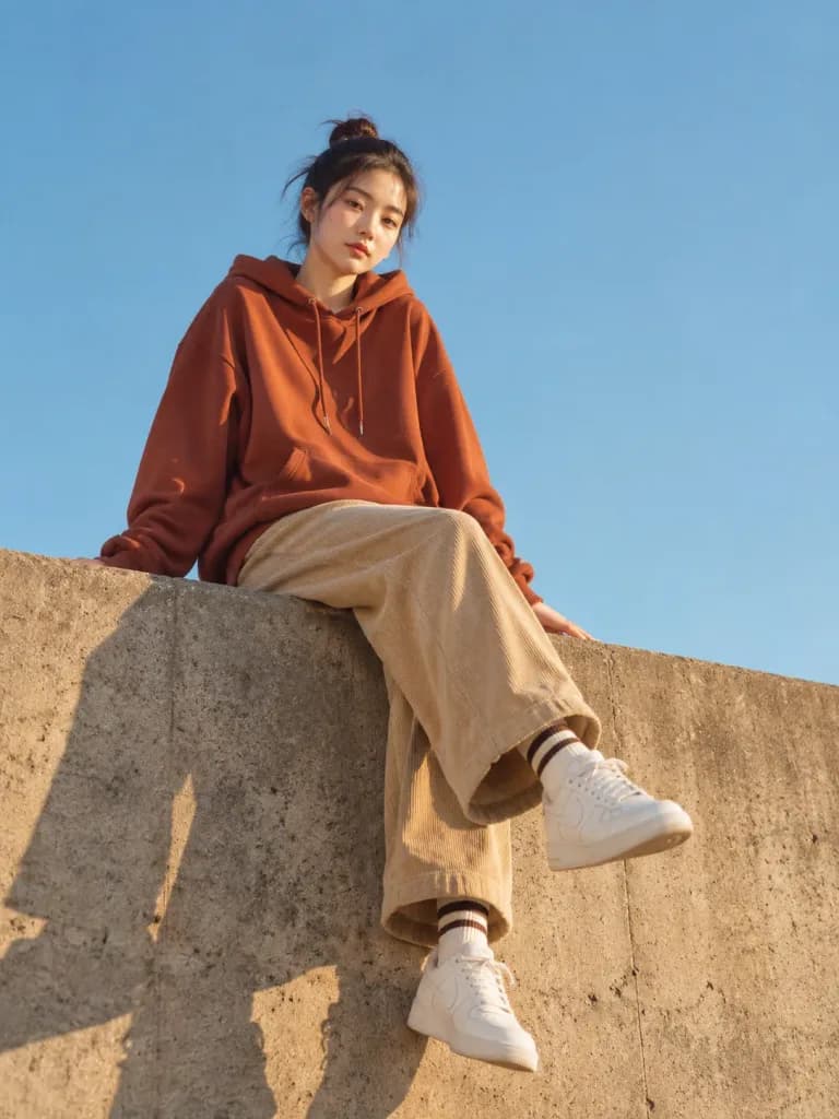 極簡街頭風黃昏戶外人像