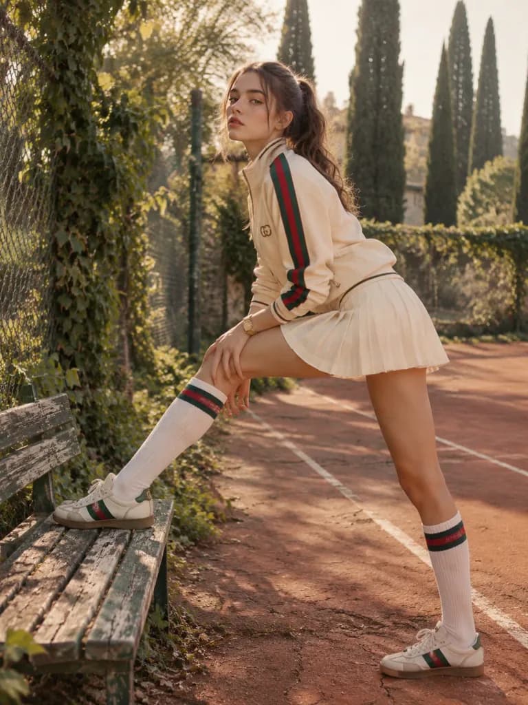 Vintage Tennis Editorial Fashion Portrait