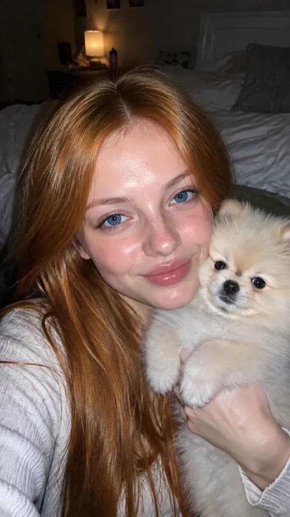 Hard Flash Portrait with Fluffy Puppy