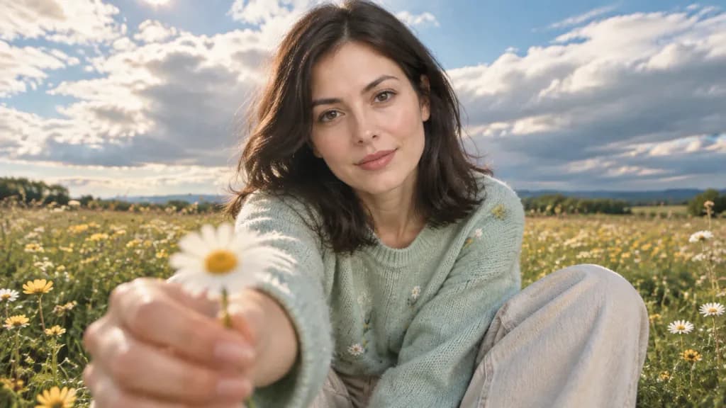 Cinematic Portrait in Wildflower Meadow