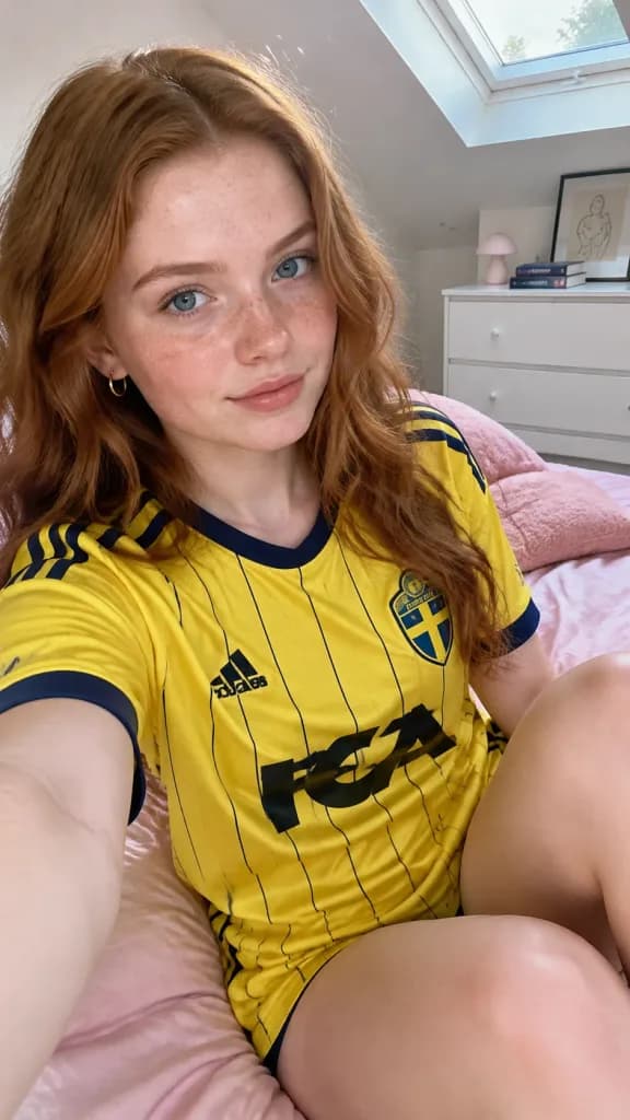 Sadie Sink Soccer Jersey Bedroom Selfie
