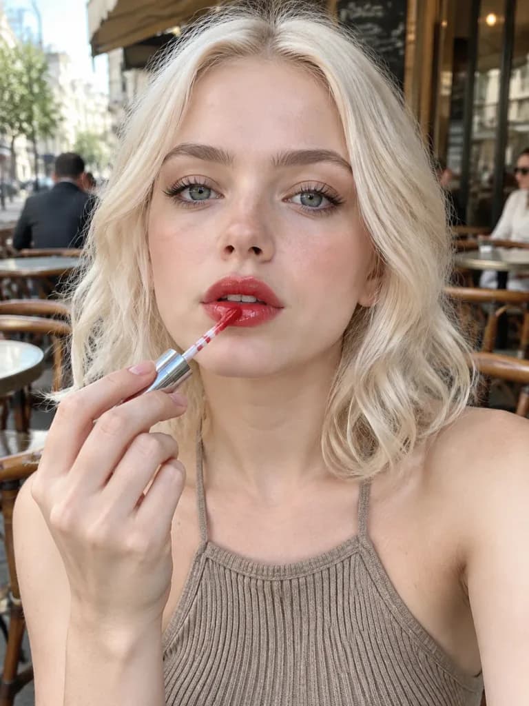 Portrait Beauté au Café en Terrasse