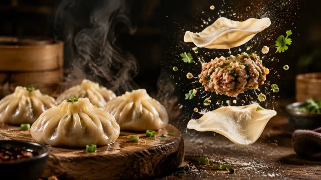 Cinematic Deconstructed Steamed Dumpling Photography