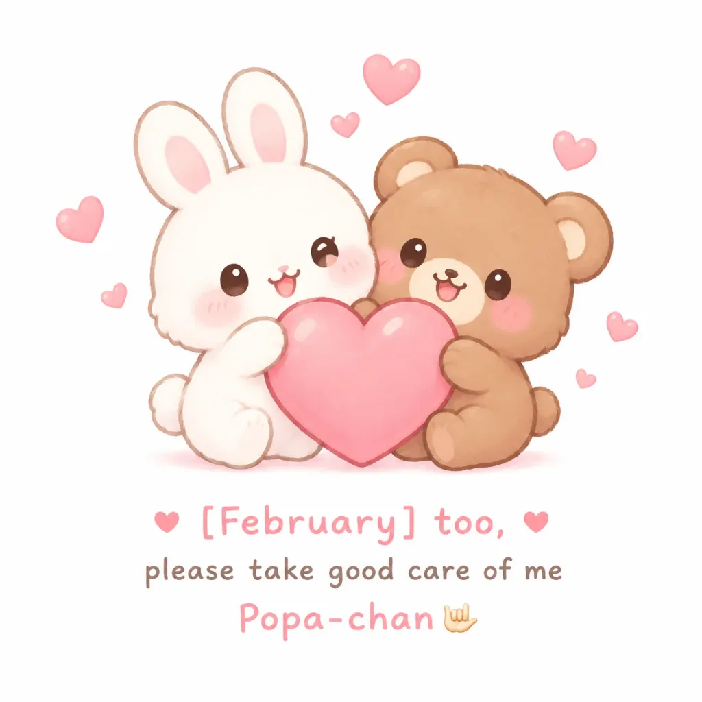 Kawaii Mascot Greeting Card with Heart