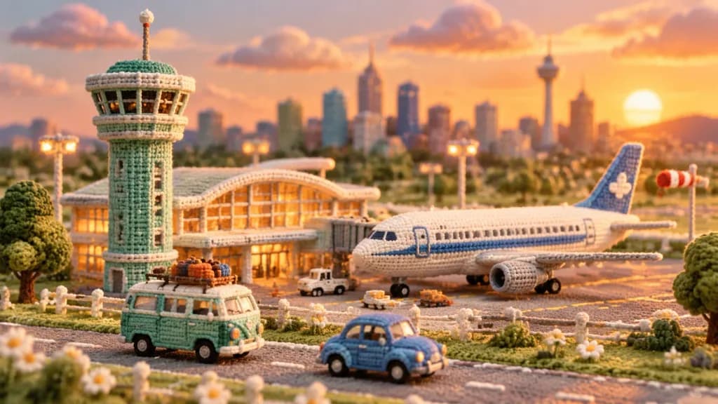 Crocheted Miniature Airport Diorama
