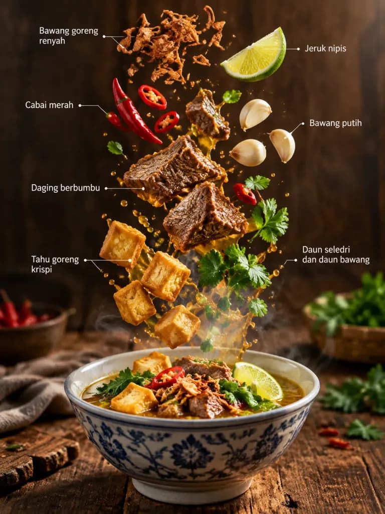 Floating Indonesian Food Infographic Poster