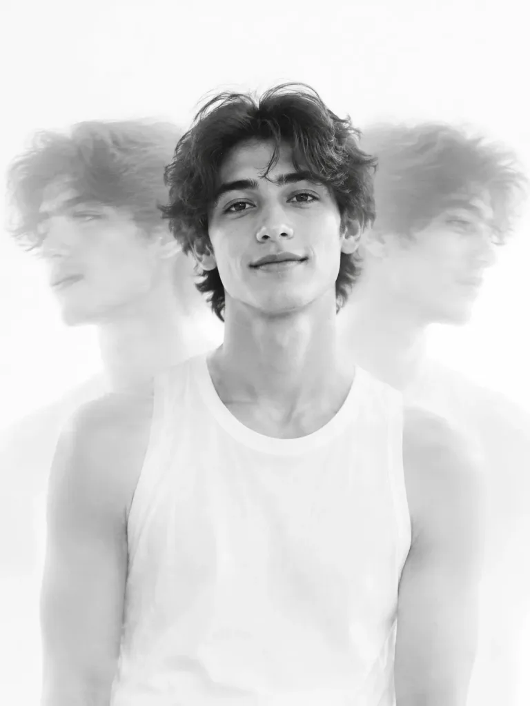High-Key Multiple Exposure Monochromatic Portrait