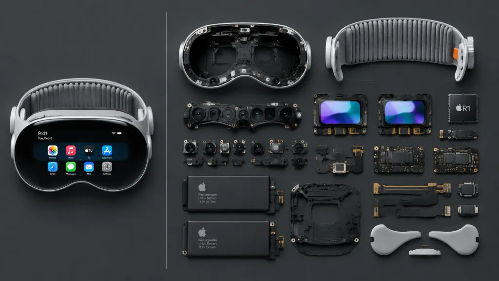 Deconstructed Apple Vision Pro Knolling Photography