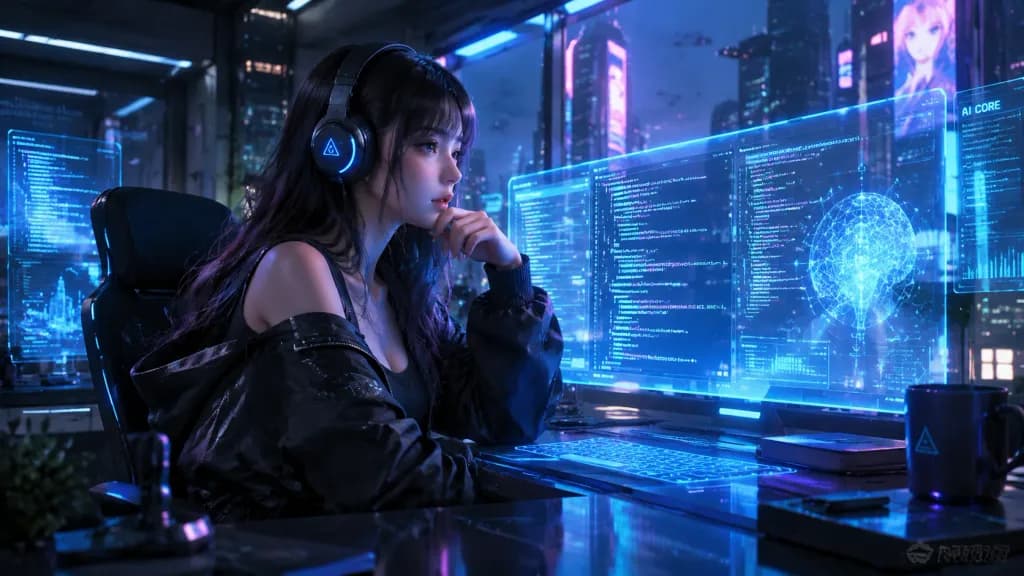 Futuristic AI Workspace Concept