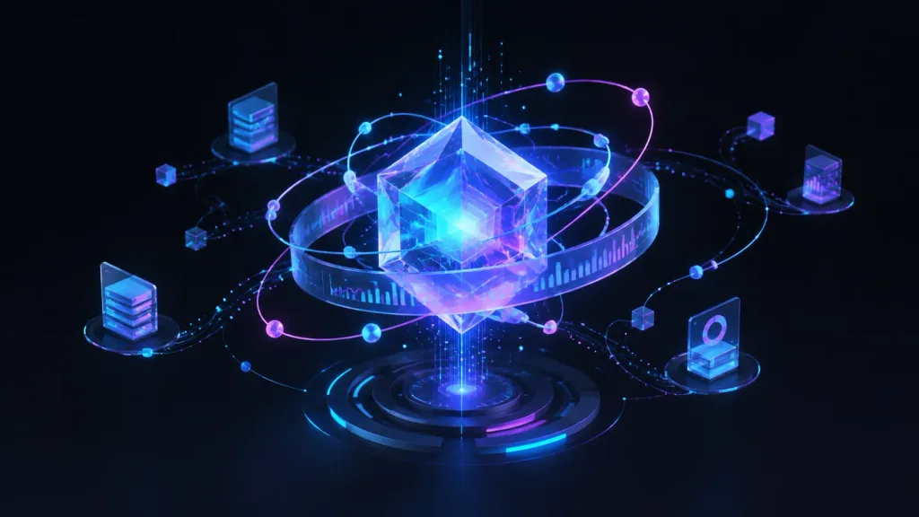 Футуристическая изометрическая 3D-метафора технологий