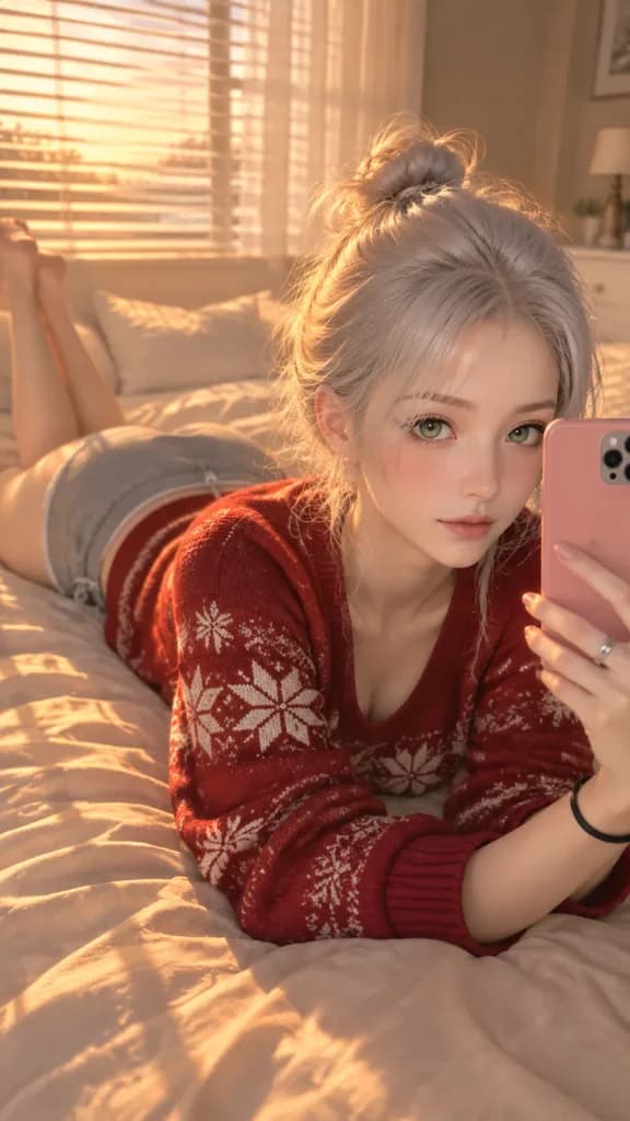골든 아워 침실 셀카