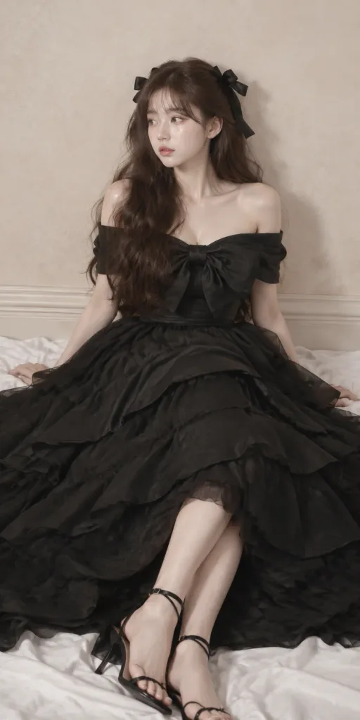 Fashion Editorial Portrait in Black Bow Gown