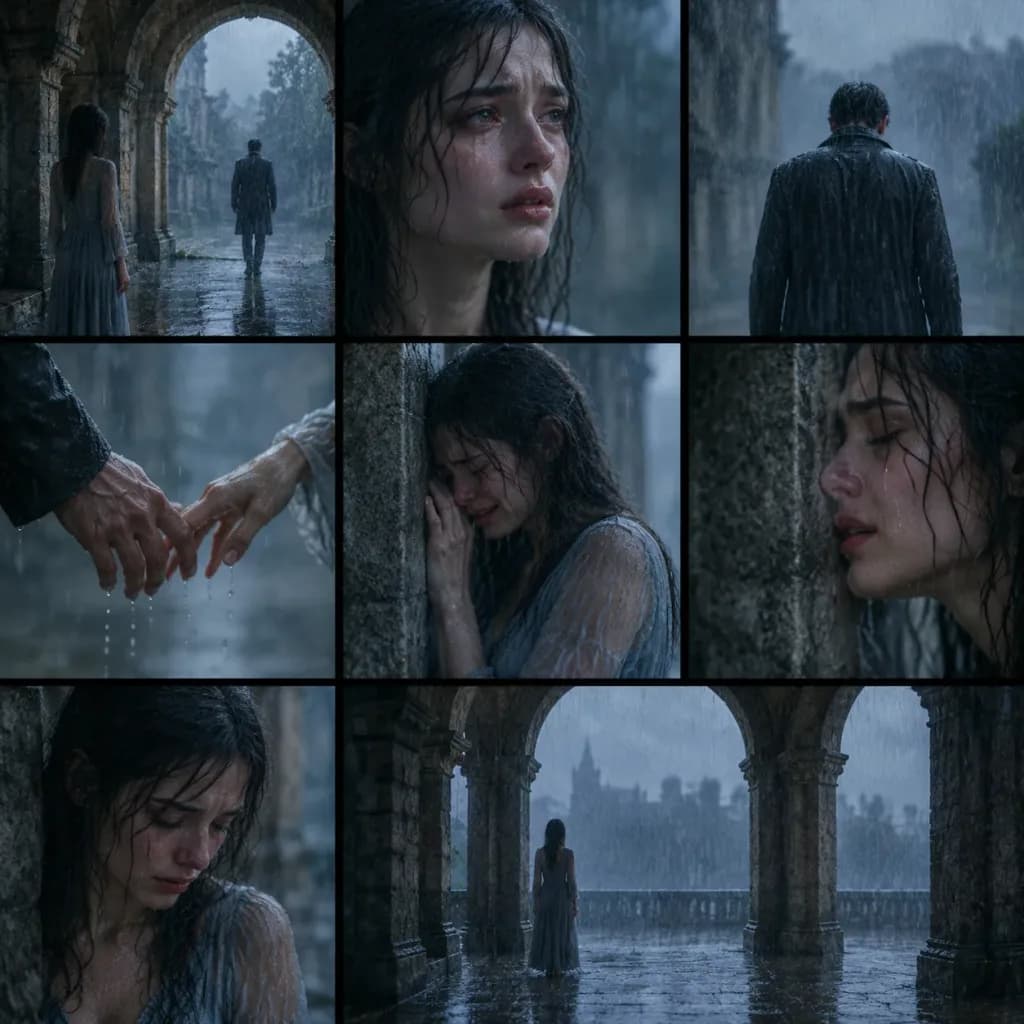 Storyboard Cinematográfico de Despedida na Chuva