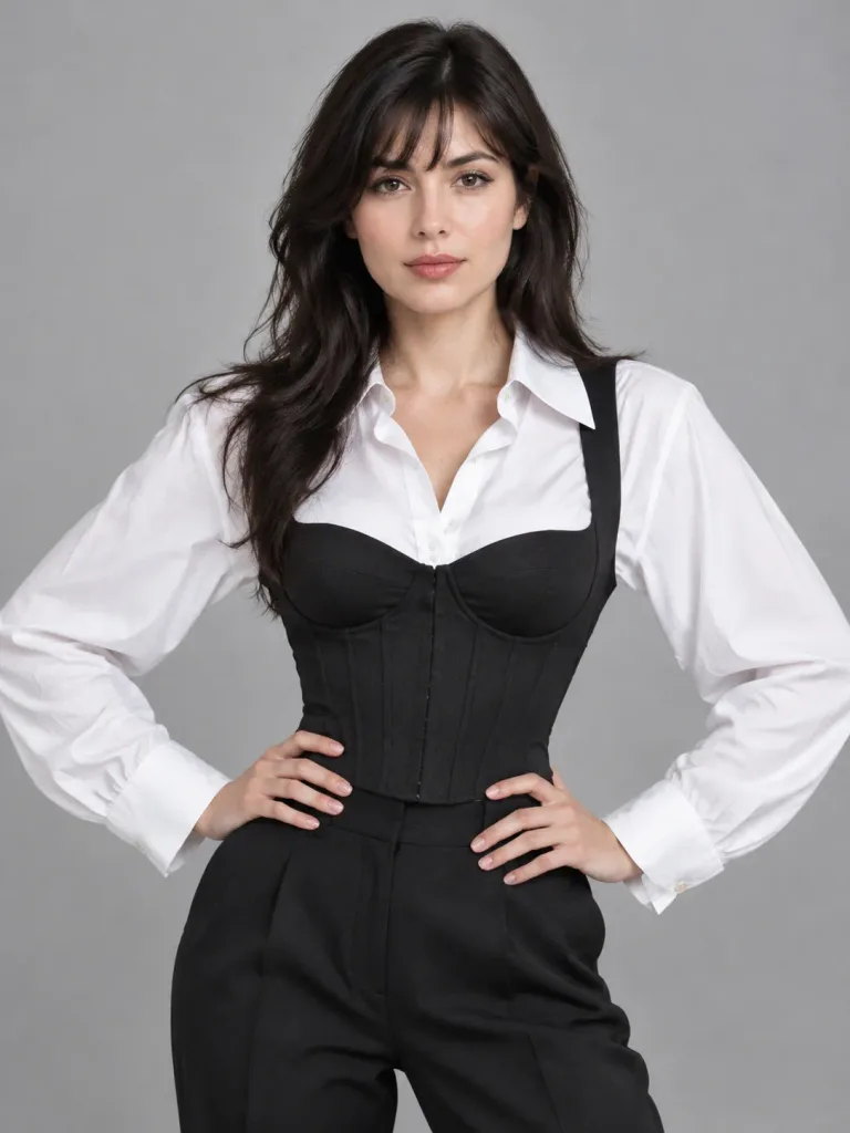 Editorial Corset and Shirt Studio Portrait