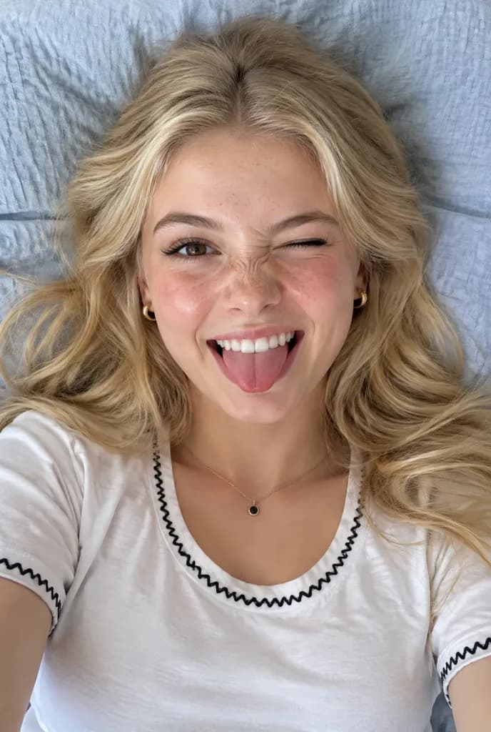 Playful Young Woman Lying Down Portrait