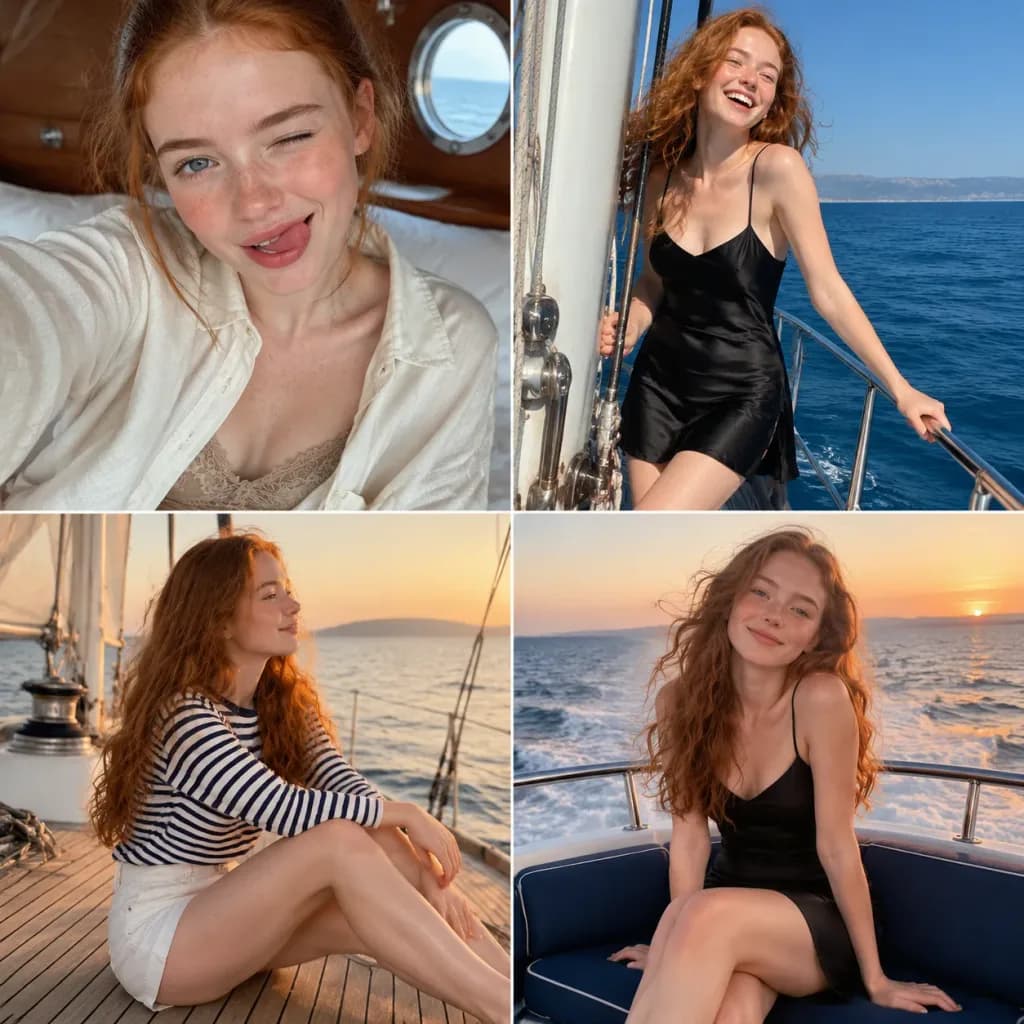 Sadie Sink Yacht Vacation Four-Panel Set