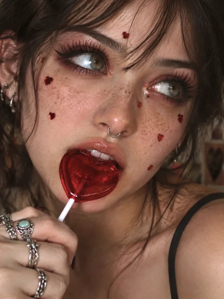 Coquette Soft Grunge Lollipop Portrait