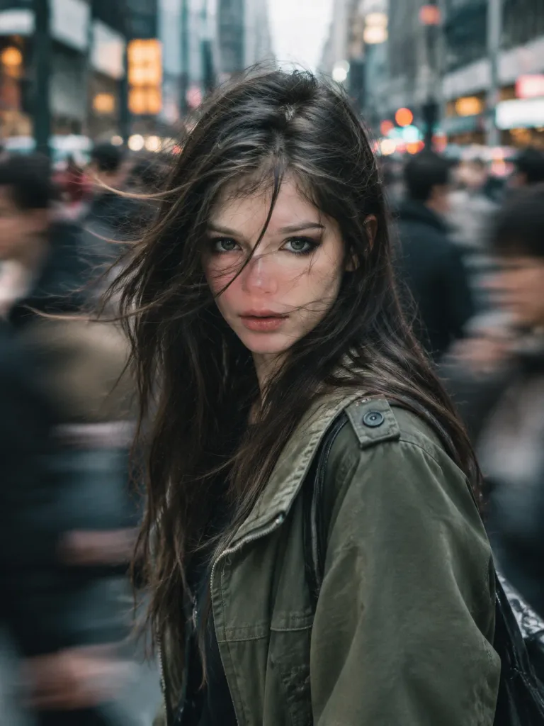 Candid Street Portrait with Crowd Motion