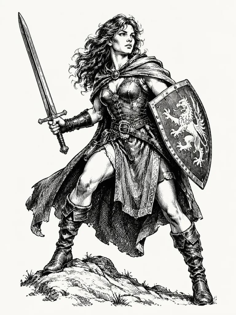 Vintage-RPG-Regelwerk-Charakterillustration