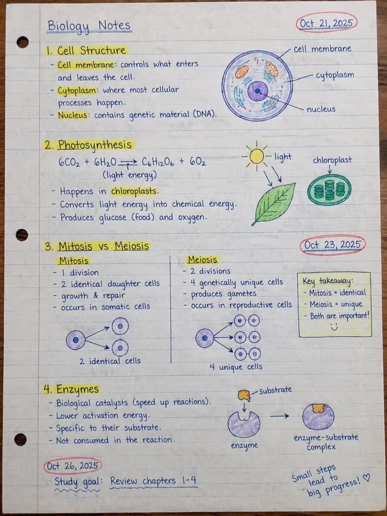 Handwritten Student Study Notes