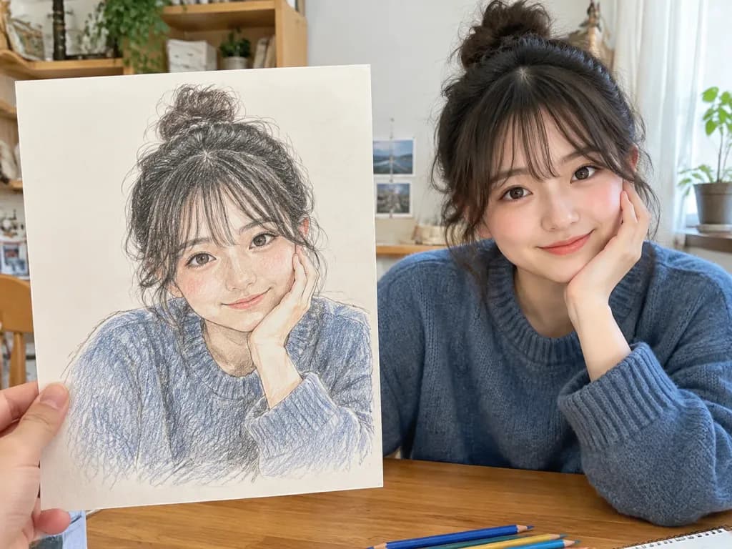 Finished Sketch Beside Real Scene