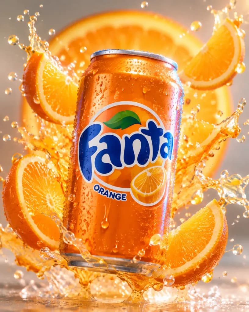 Chilled Soda Can with Citrus Splash