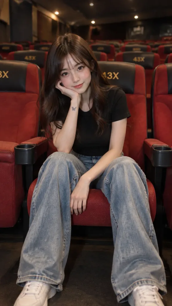 Candid Woman in Movie Theater