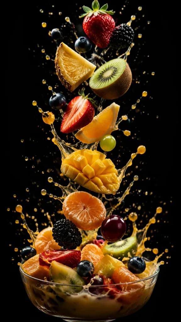 Levitating Exploded Vertical Fruit Salad