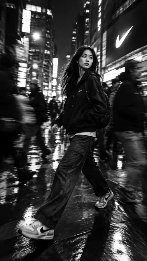 Monochrome Streetwear Motion Blur Editorial