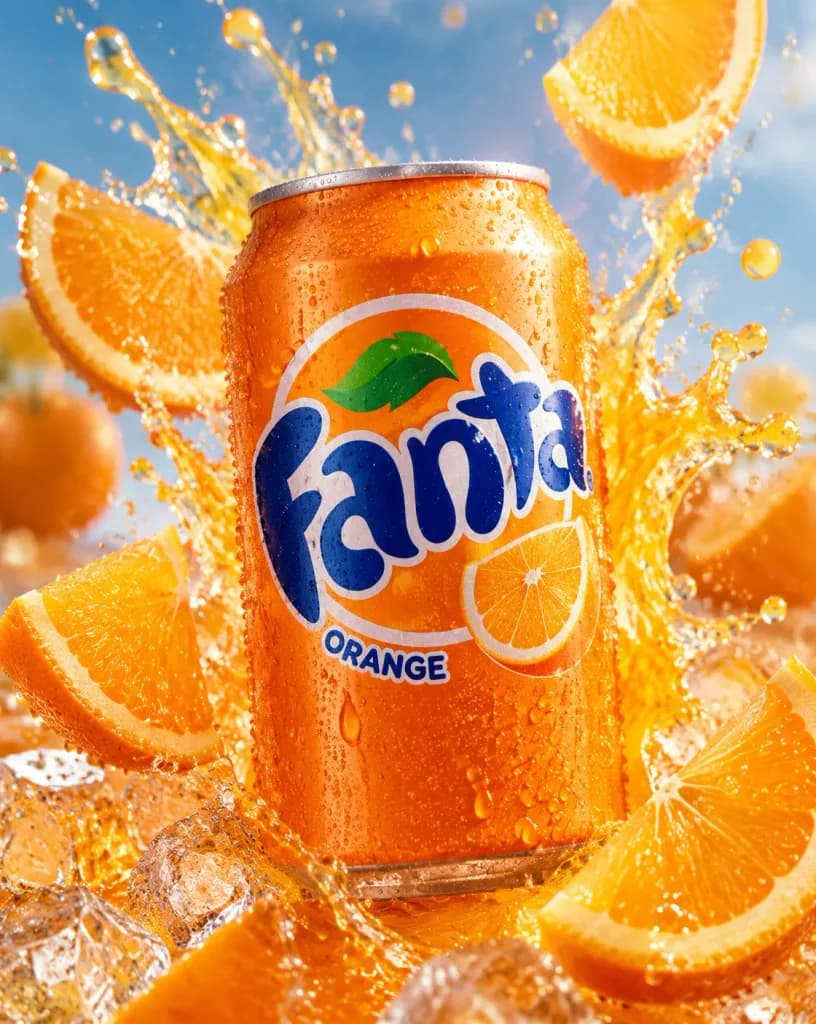 Chilled Soda Can with Citrus Splash