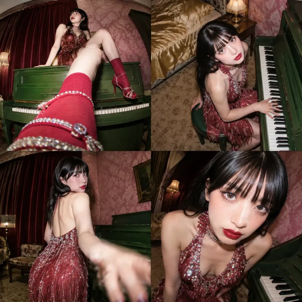 Vintage Glamour Piano Room Photo Series