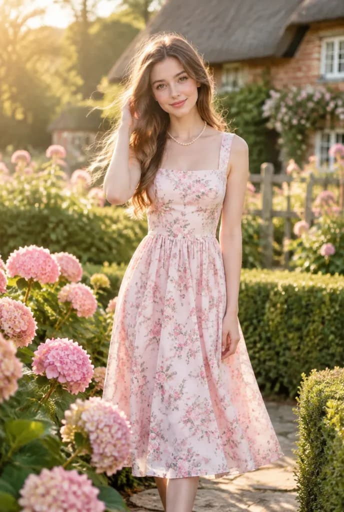 Golden Hour Portrait in English Garden