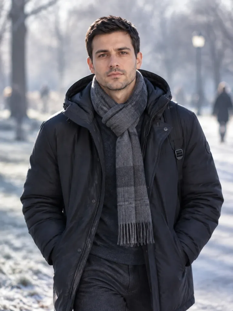 Winter Morning Park Walk Portrait