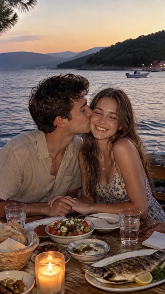Candid Seaside Romance Dinner at Twilight