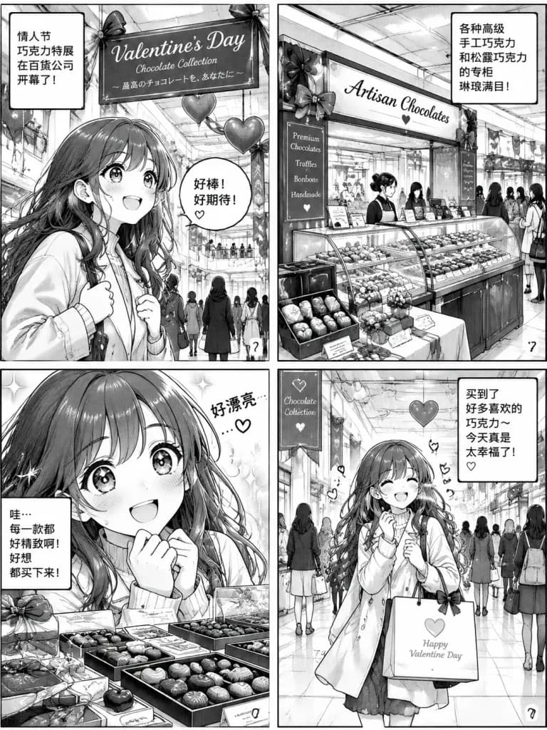 百貨公司情人節巧克力四格漫畫